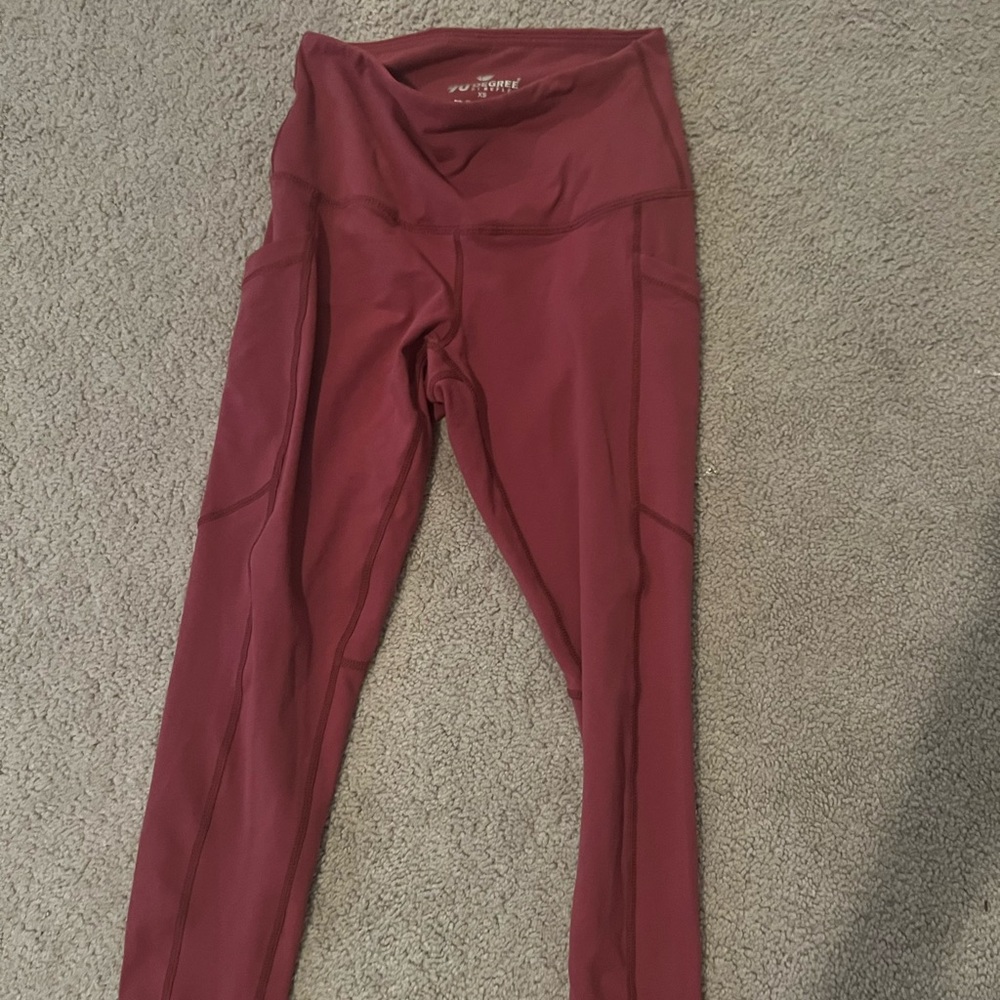 purple athletic pants with pockets